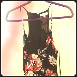Floral print racer back romper